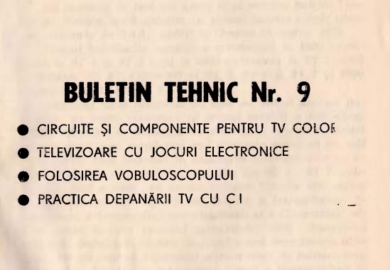 Technical bulletin - Electronica Bucuresti Nr.9