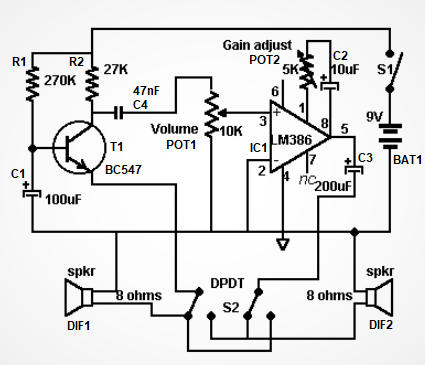 Schema electroncia - Interfon fara microfon